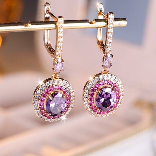 Egg-shaped Diamond Gem Earrings