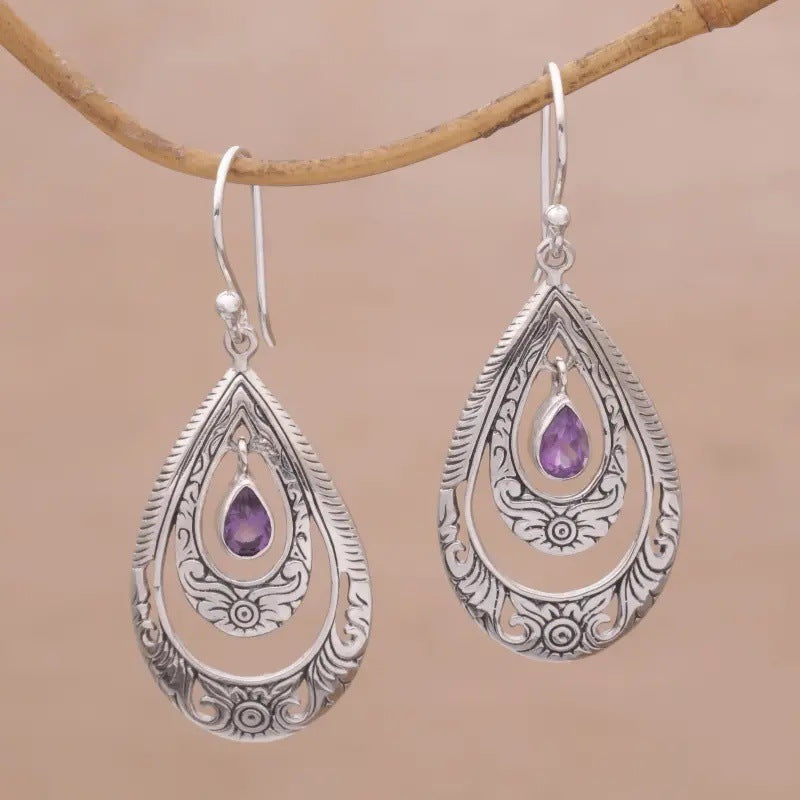 Elegant Purple Drop Earrings