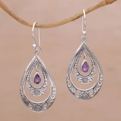 Elegant Purple Drop Earrings