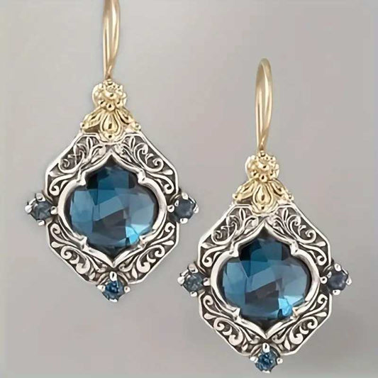 Vintage Sapphire Carved Earrings