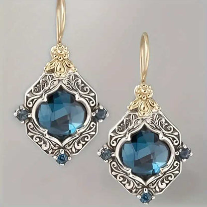 Vintage Sapphire Carved Earrings