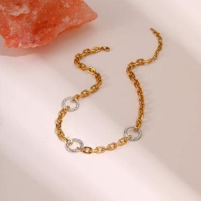 Elegant Gold and Silver Necklace Bracelet Set