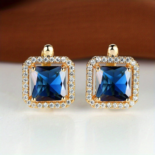 Platinum Diamond Square Stud Earrings