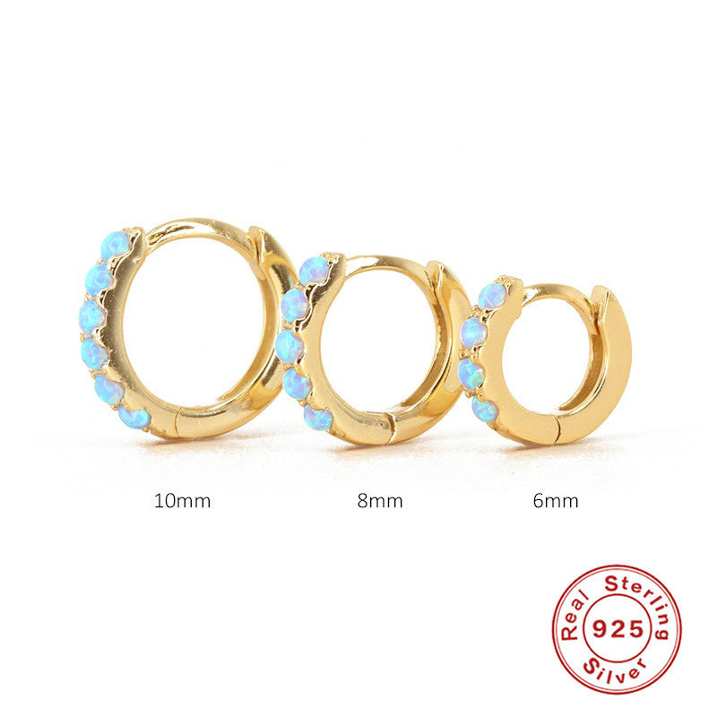 Opal Diamond Silver Earrings