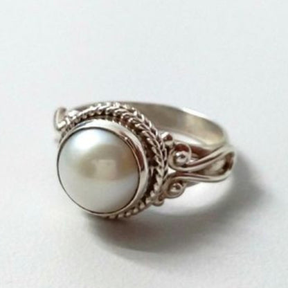 Vintage Silver Pearl Ring