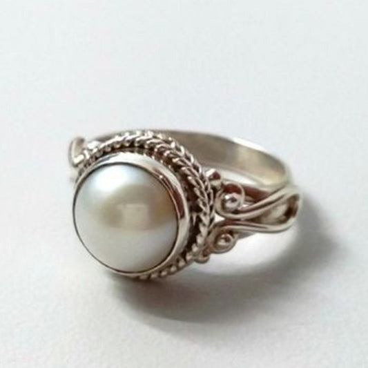 Vintage Silver Pearl Ring