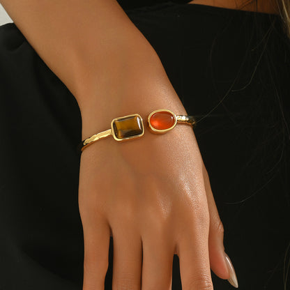 Geometric Inlaid Gem Bracelet