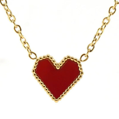 Red Peach Heart Necklace