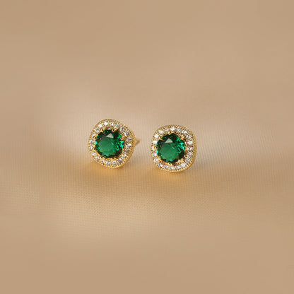Vintage Emerald All-Match Earrings