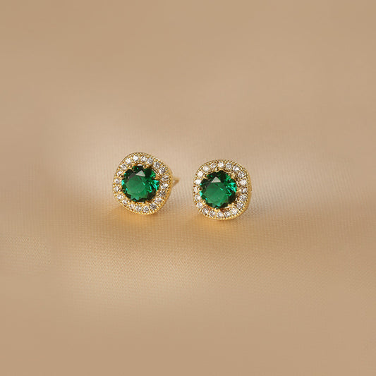 Vintage Emerald All-Match Earrings