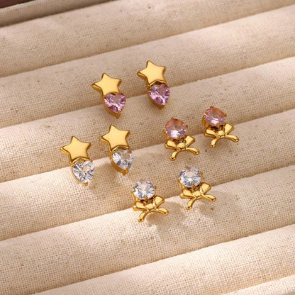 Love Heart Bow Tie Earrings