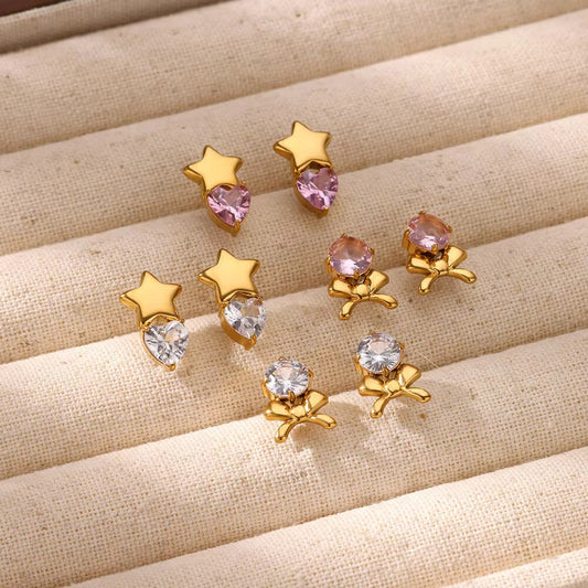 Love Heart Bow Tie Earrings