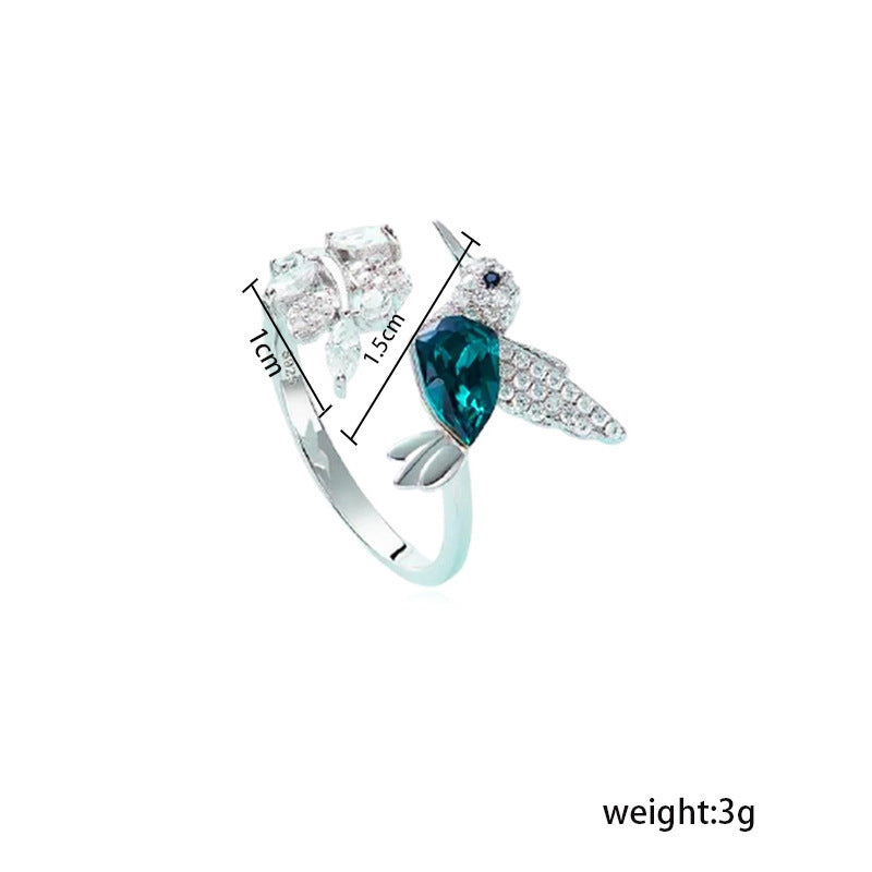 Green Hummingbird Adjustable Ring