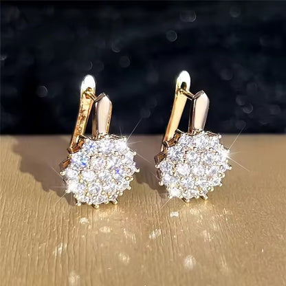 French Flower Zircon Earrings