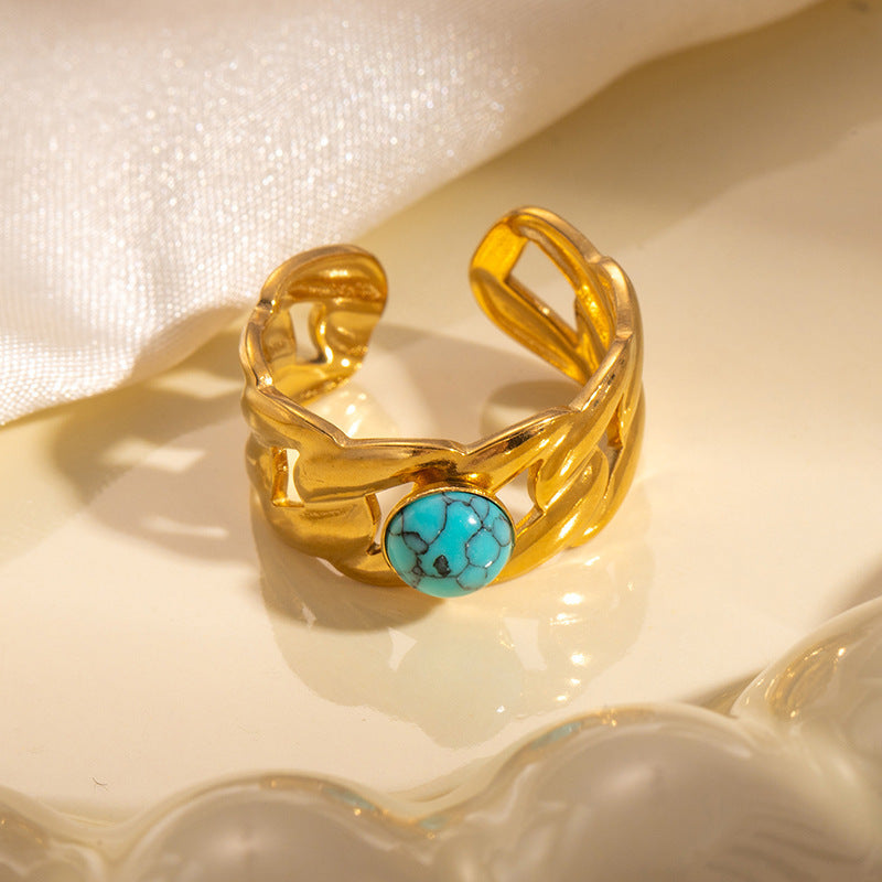 Elegant Titanium Gold Plated Ring