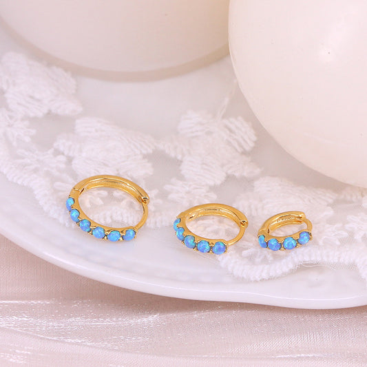 Opal Diamond Silver Earrings