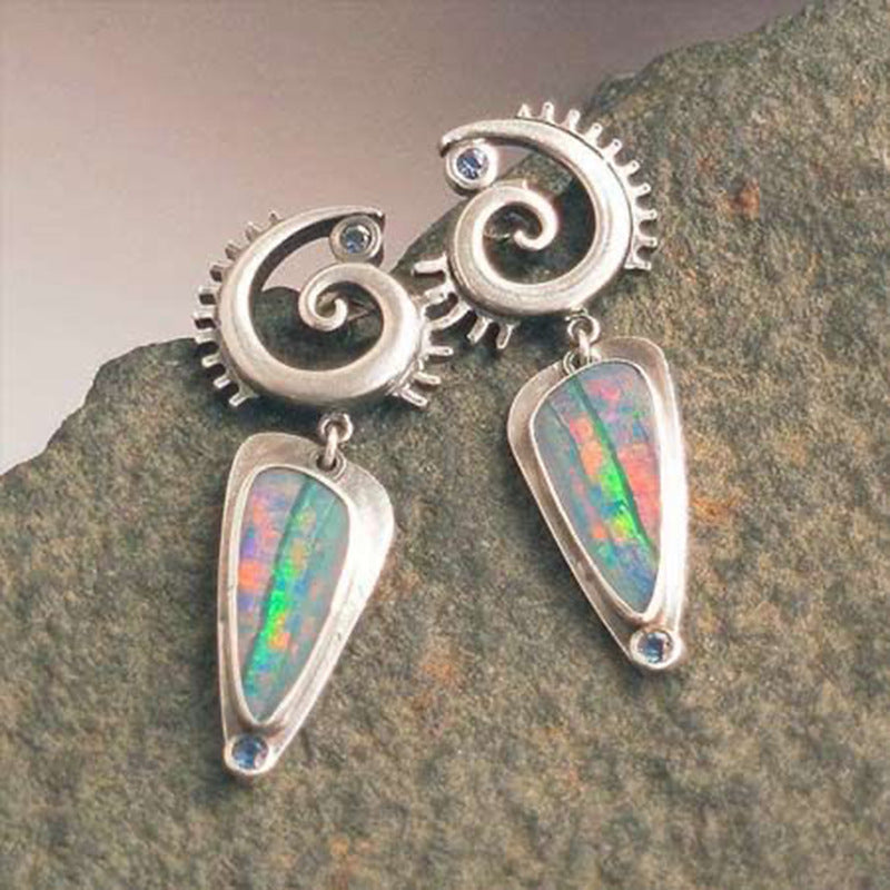 Retro Geometric Enamel Earrings