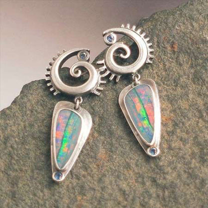 Retro Geometric Enamel Earrings