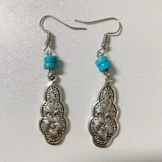 Retro Carved Turquoise Earrings