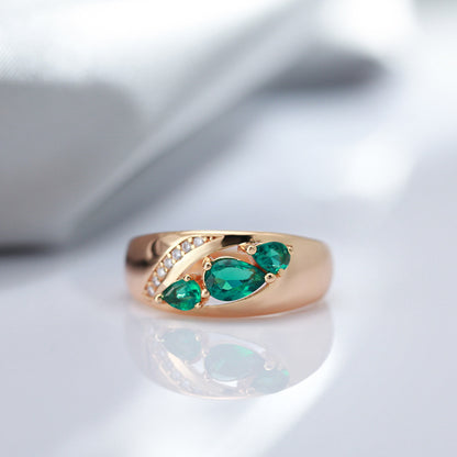 Rose Gold Green Zircon Ring