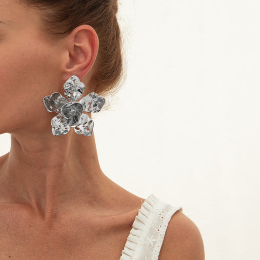 Liquid Metal Flower Earrings