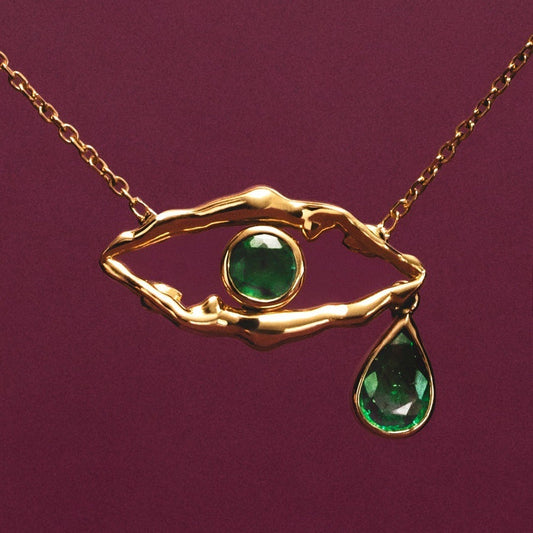 Devil's Eye Emerald Necklace Set