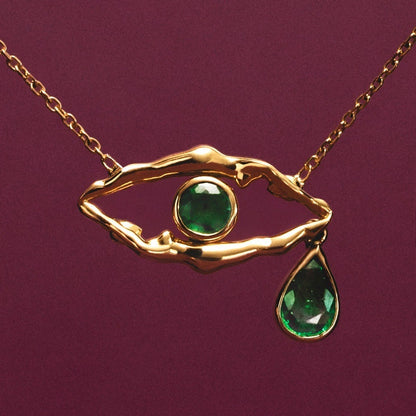 Devil's Eye Emerald Necklace Set