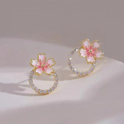 Sakura Hoop Retro Earrings