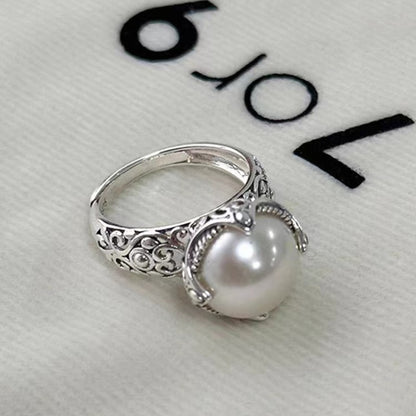 Niche Retro Hollow Pearl Ring