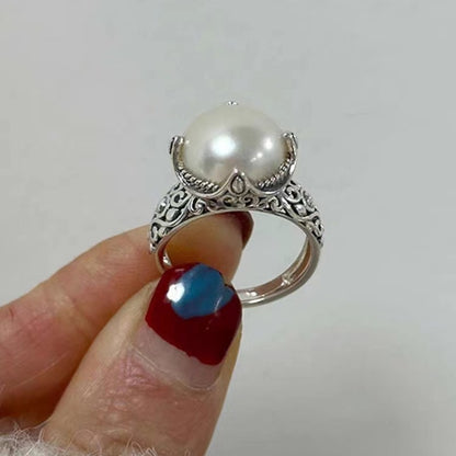 Niche Retro Hollow Pearl Ring