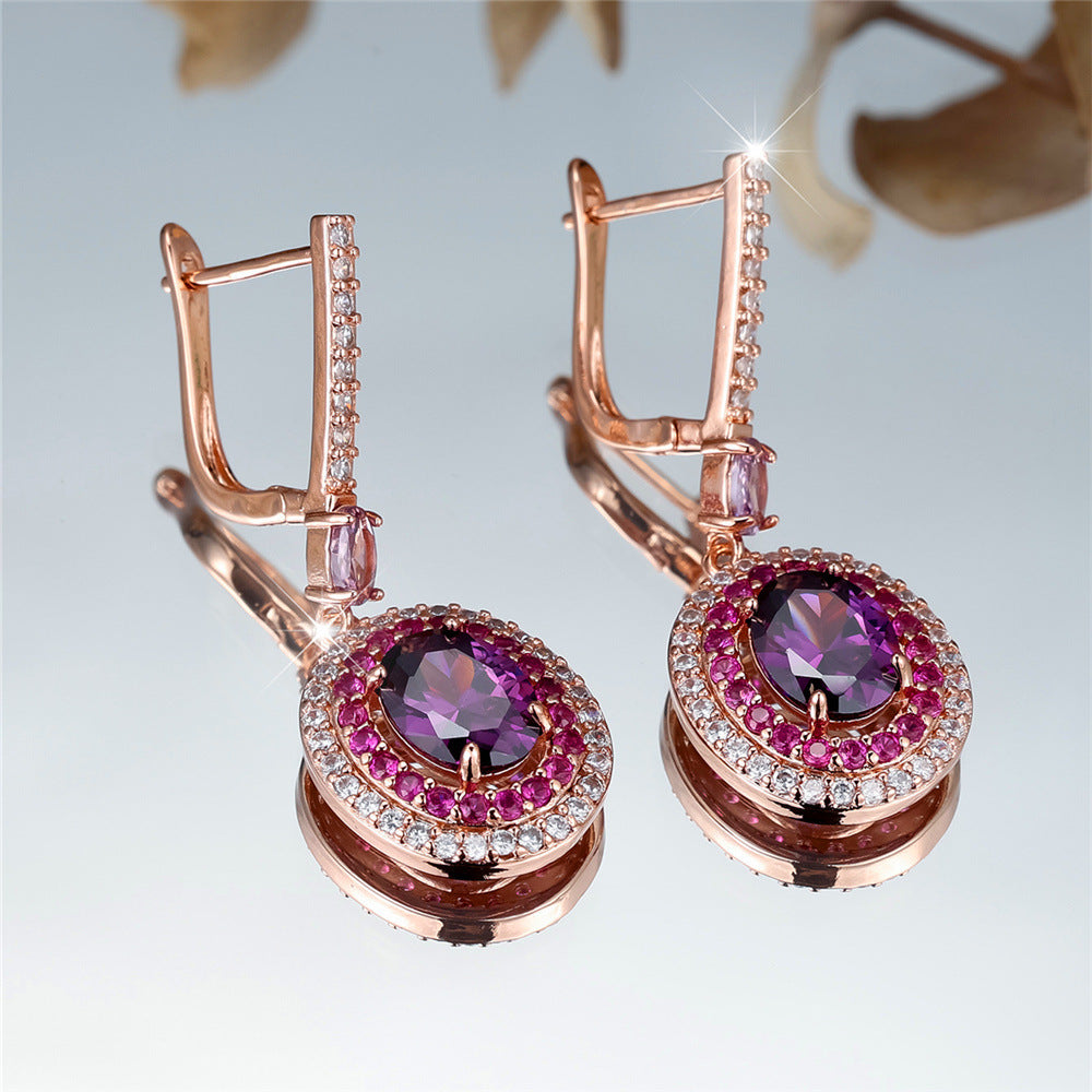 Egg-shaped Diamond Gem Earrings
