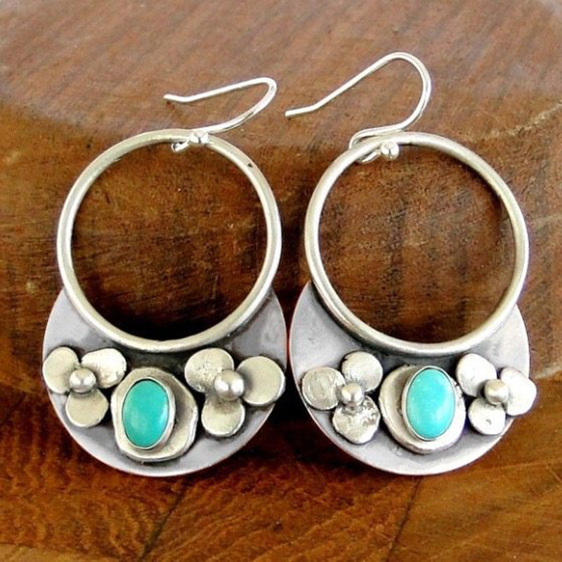 Retro Geometric Enamel Earrings