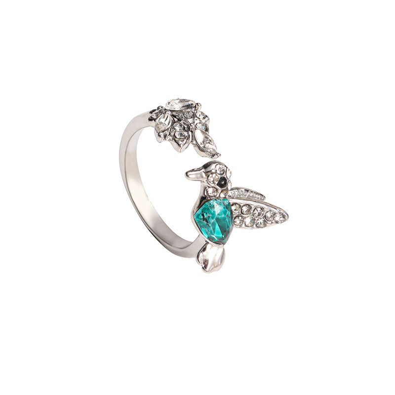 Green Hummingbird Adjustable Ring