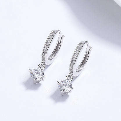 Elegant Silver Four-Claw Earrings