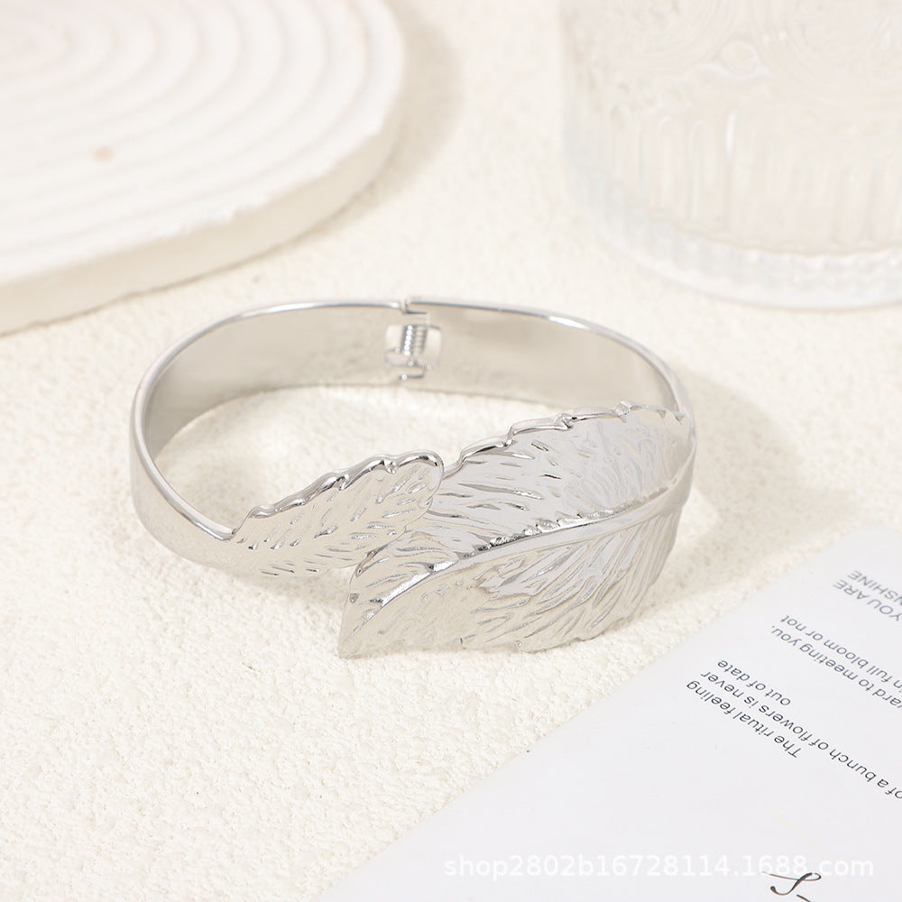Elegant Leaf Titanium Bracelet