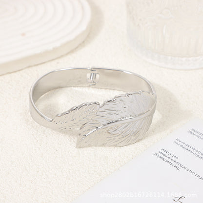 Elegant Leaf Titanium Bracelet