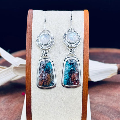 Retro Geometric Enamel Earrings