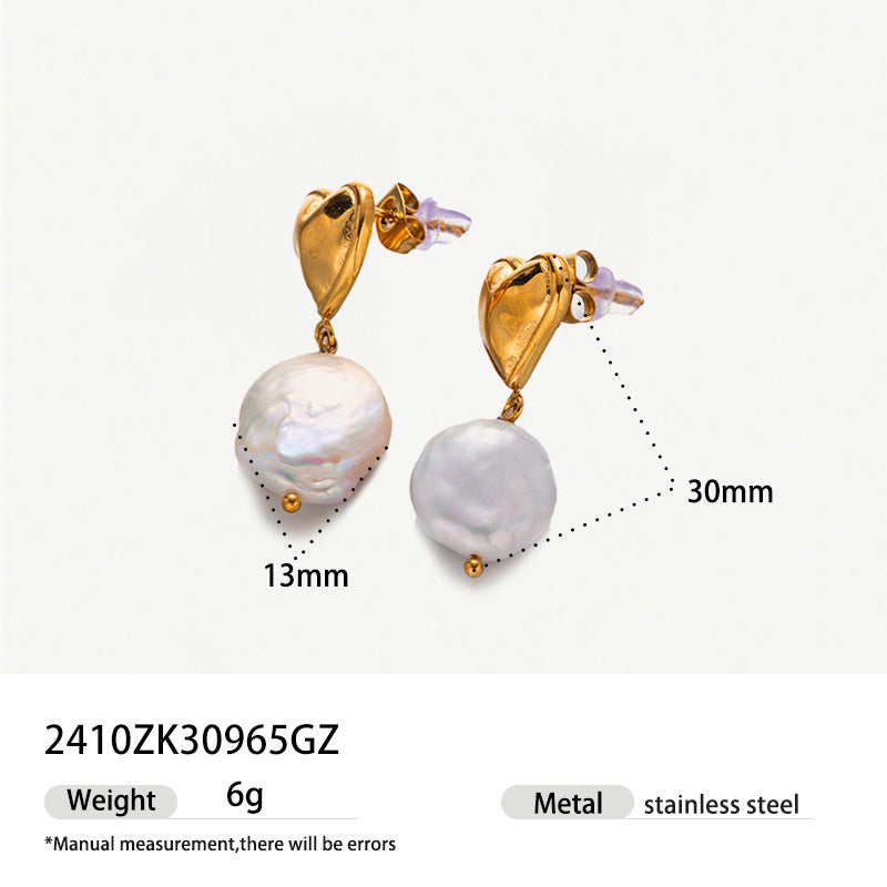 Heart Baroque Pearl Earrings