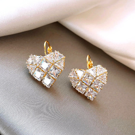 French Heart-shaped Zircon Earrings