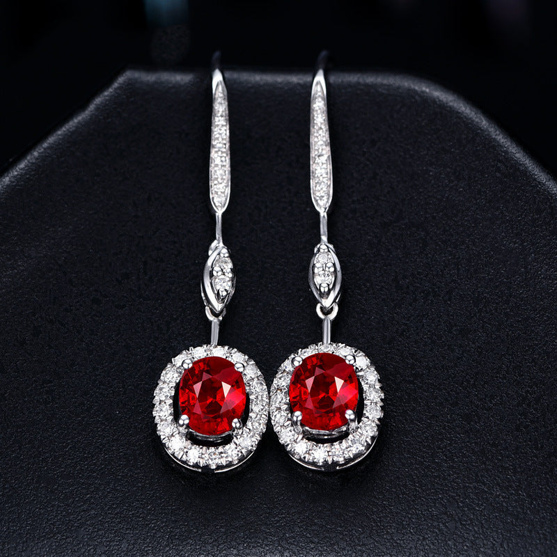 Elegant Sapphire Colored Long Earrings