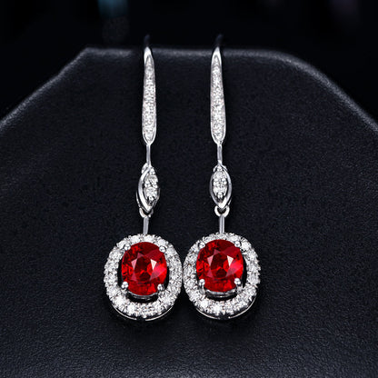 Elegant Sapphire Colored Long Earrings
