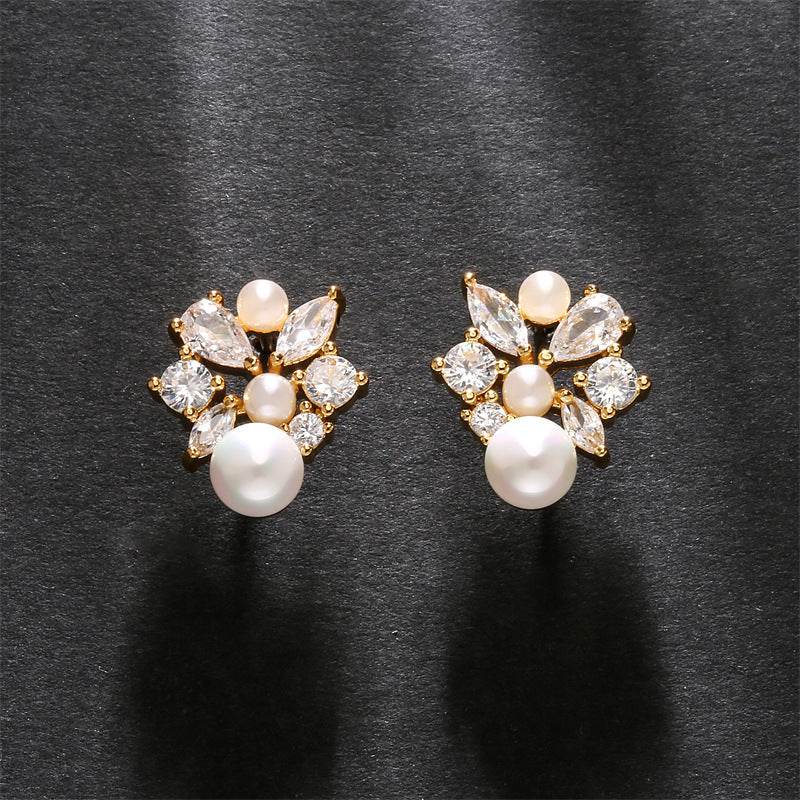 Elegant Diamond Pearl Earrings