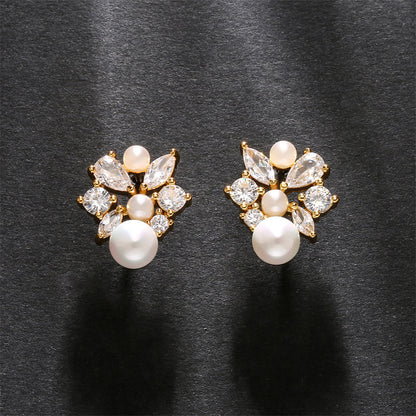 Elegant Diamond Pearl Earrings