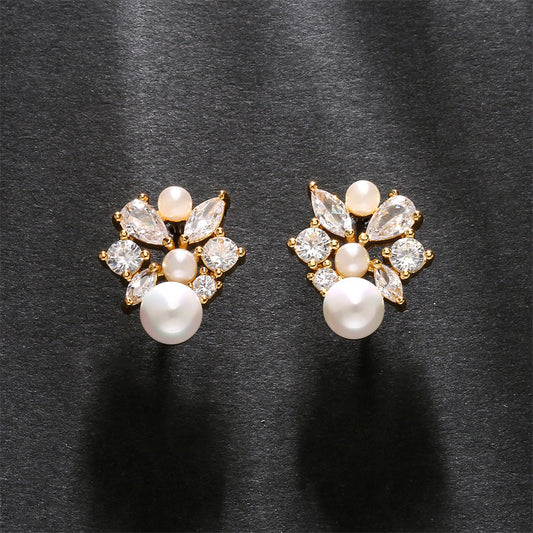 Elegant Diamond Pearl Earrings