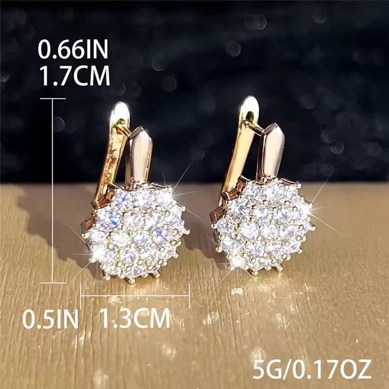 French Flower Zircon Earrings
