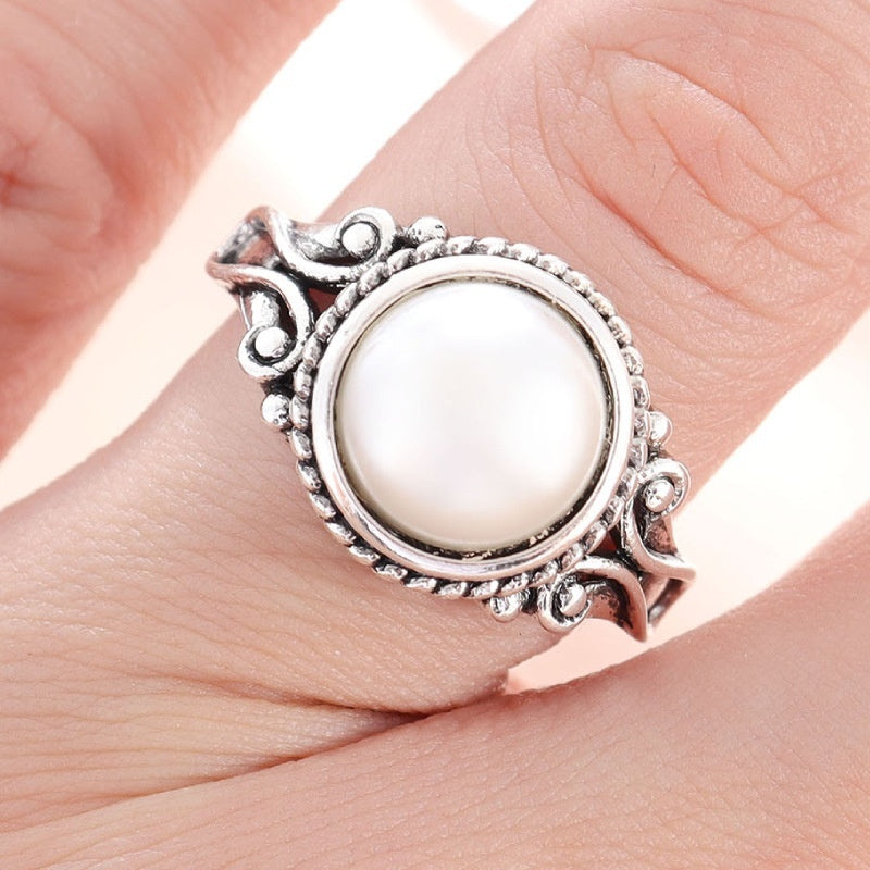 Vintage Silver Pearl Ring