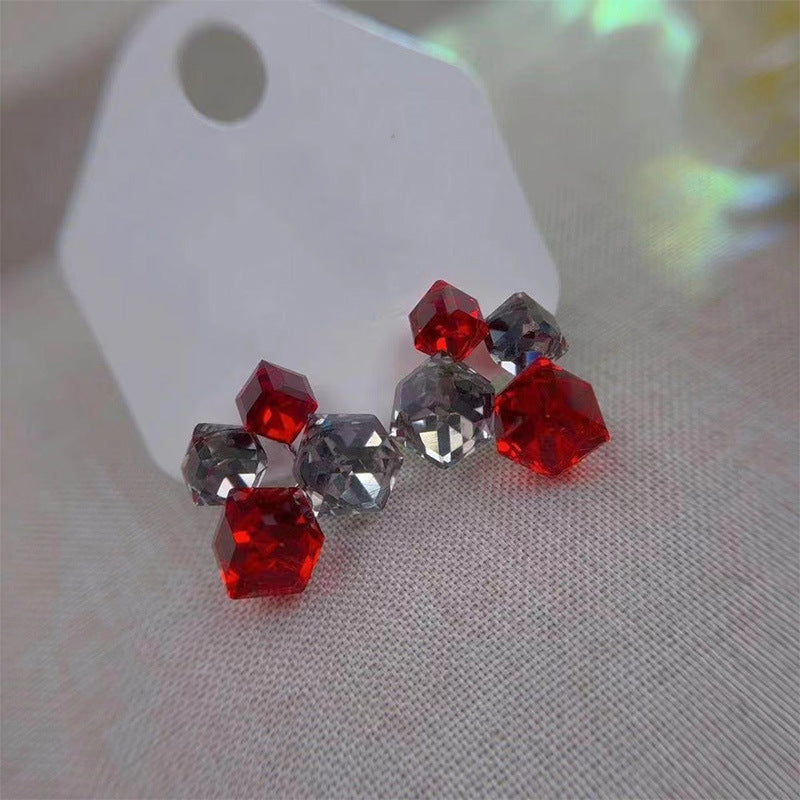 Geometric Crystal Cube Earrings
