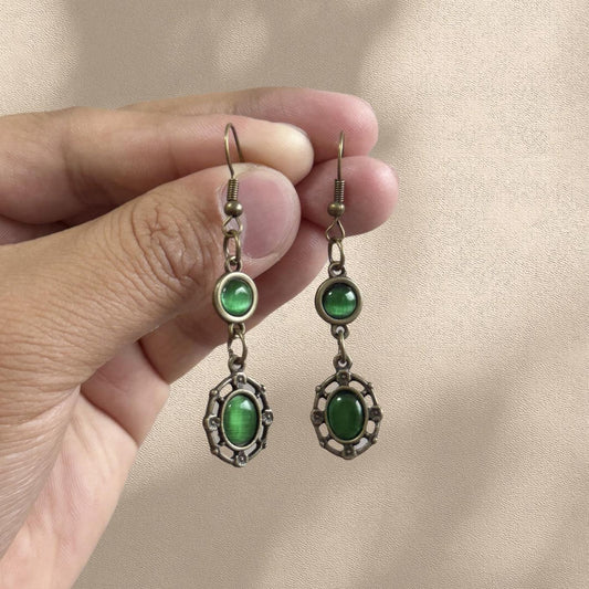 Ancient Gray Jade Pendant Earrings