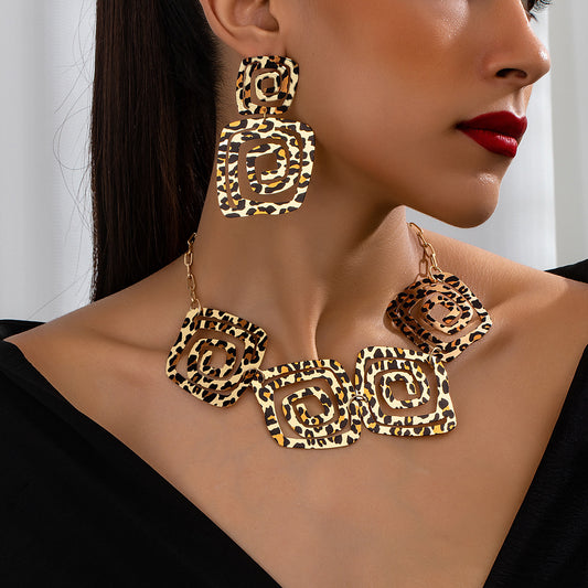 Leopard Print Stud Earrings Set
