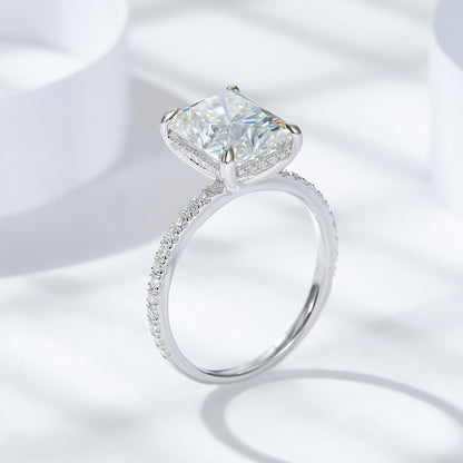 Radiant Moissanite Silver Ring
